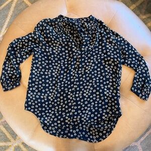 Madewell Black and Cream Silk Floral Blouse - S